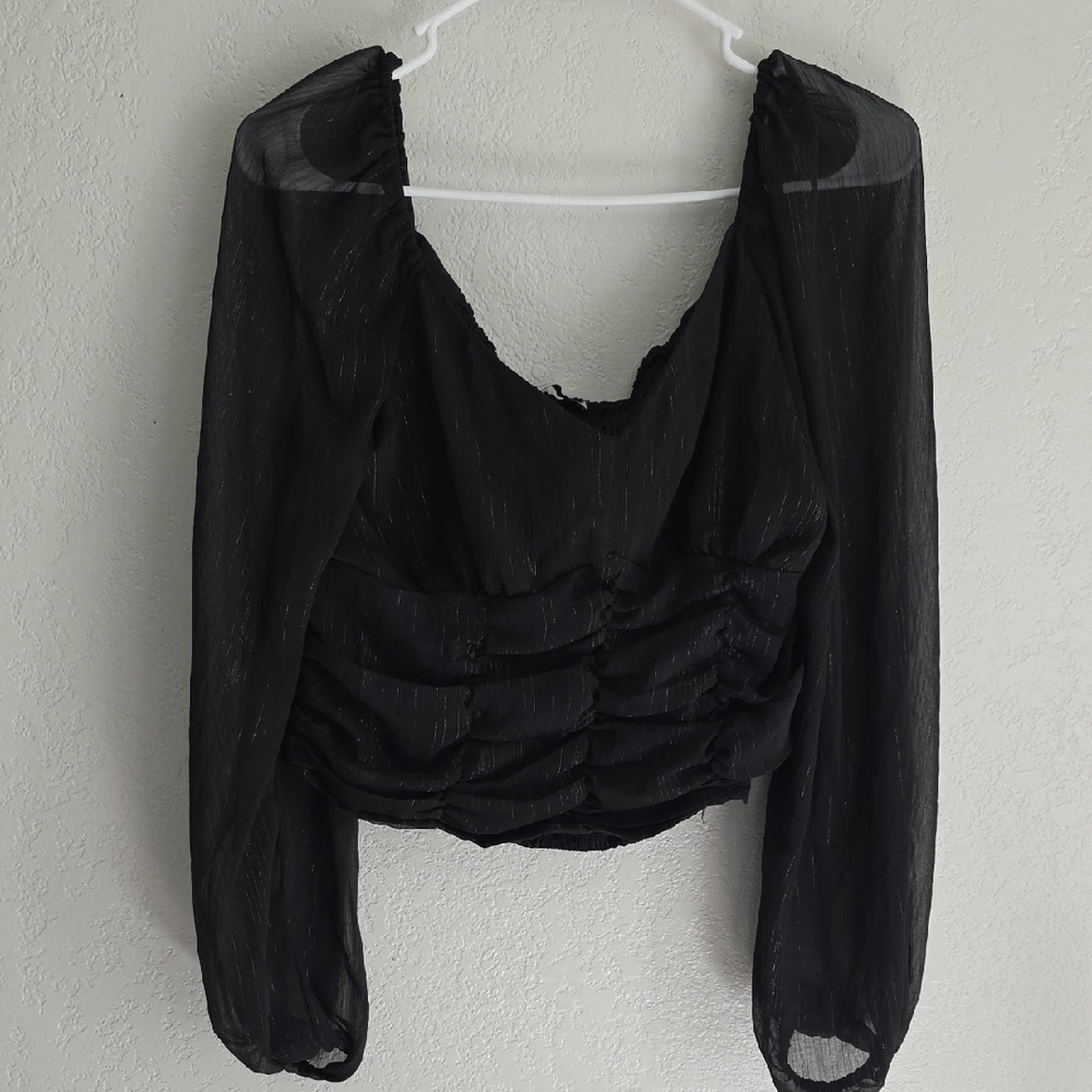 🔴SO Black Ruched Blouse